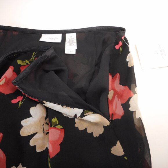 NWT Liz Claiborne Women's Size 14W Midi A-line Skirt Side Zip Dark Floral Print - Picture 9 of 10